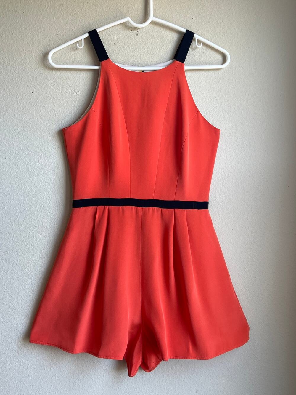 Hunter Bell New York 100% Silk Colorblock High Neck Halter Romper Size 2